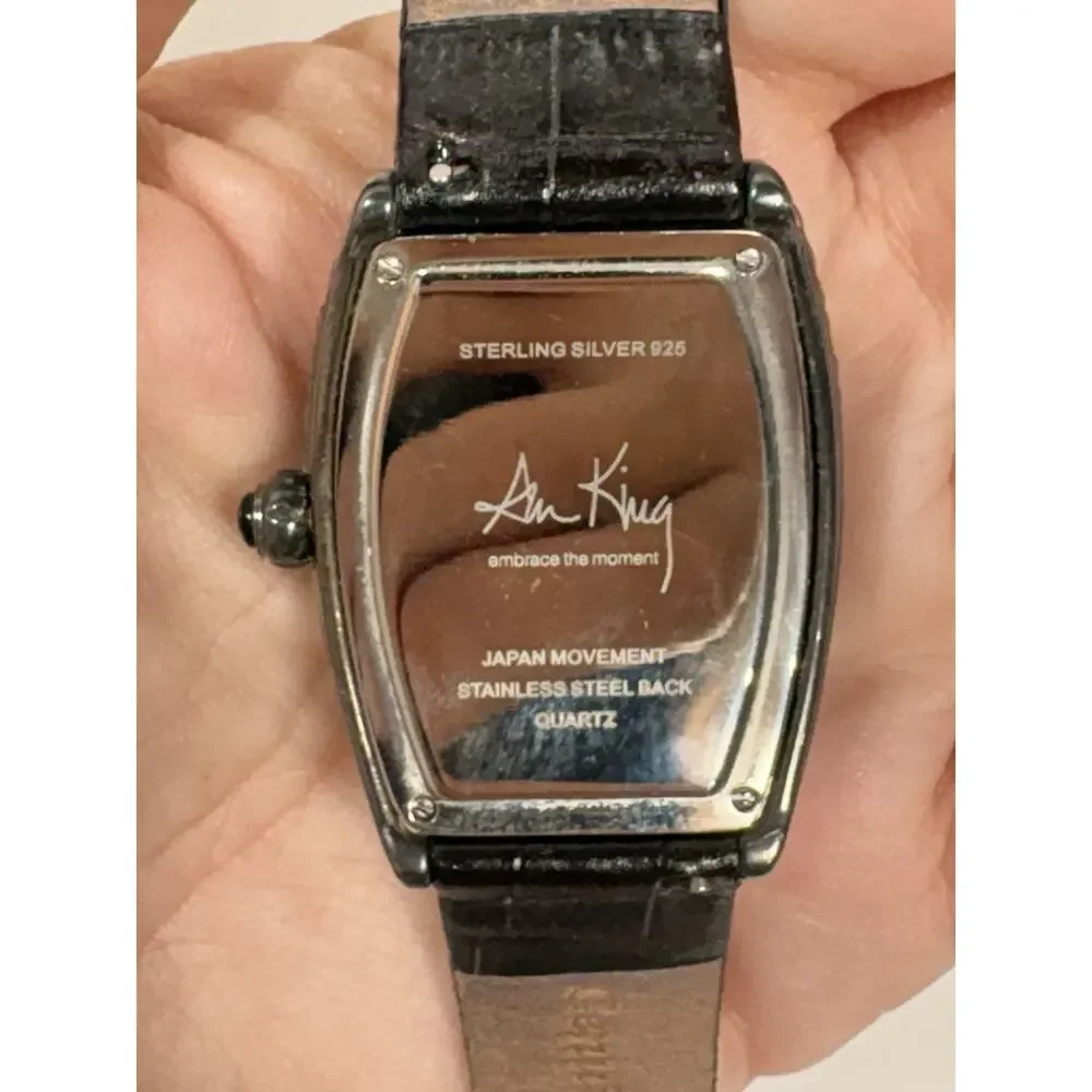 Ann King Embrace The Moment Sterling Silver 925‎ Watch Black Band Need Battery